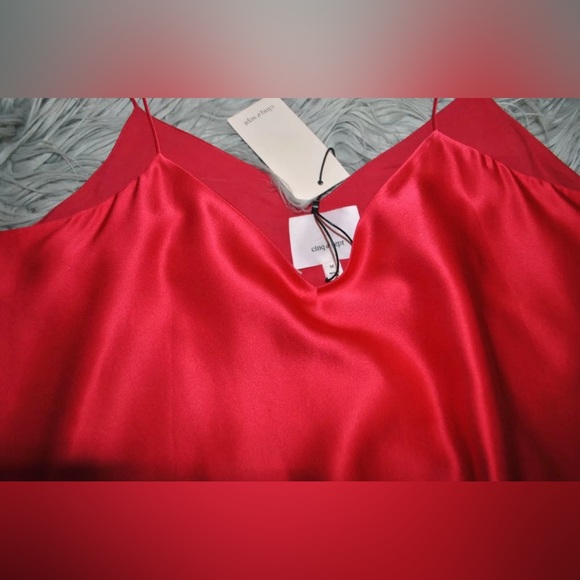 CINQ A SEPT Romeo Top in Camilla Red Silk Ruffle Strappy Top size M NWT $345 - Picture 6 of 7